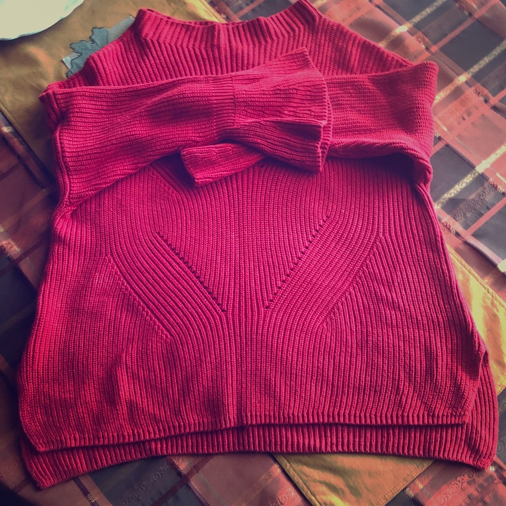 Ann Taylor LOFT - Red Boatneck Bell sleeve sweater